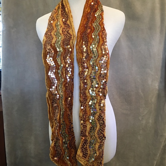Autumn colors sequined scarf - Picture 2 of 4